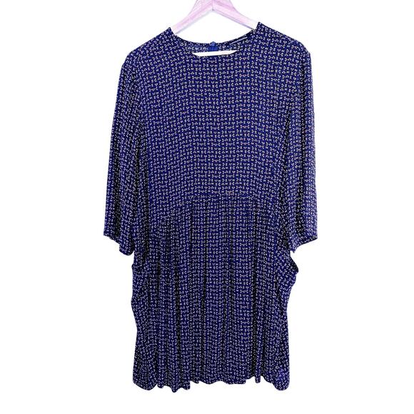 Les Essentials Des MONOPRIX Navy Floral Shirt Dress Womans 42 Large Shift - Picture 1 of 10